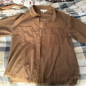 DAVI & DANI Brown Lightweight Shirt Jacket